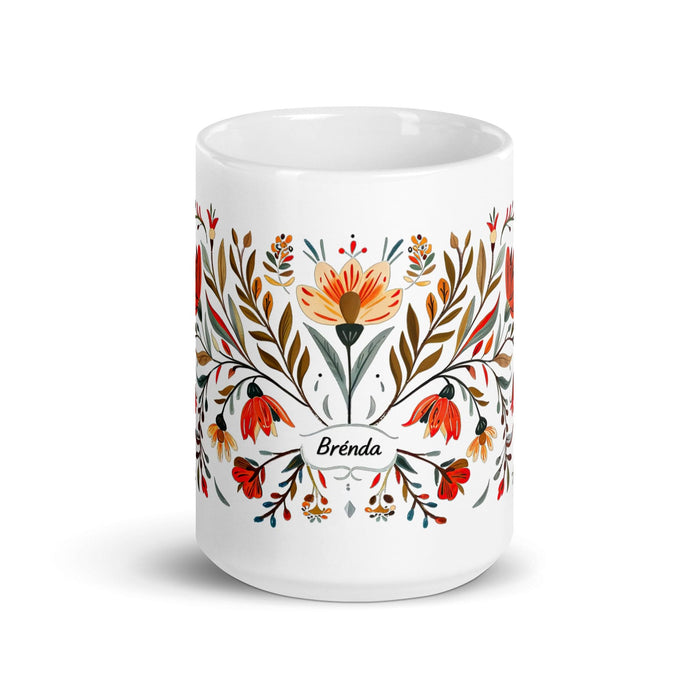 Brenda Exclusive Name Art Piece Home Office Work Coffee Mug Mexican Spanish Pride Gift Cup One-Of-A-Kind Calligraphy White Glossy | BMug29 Mexicada