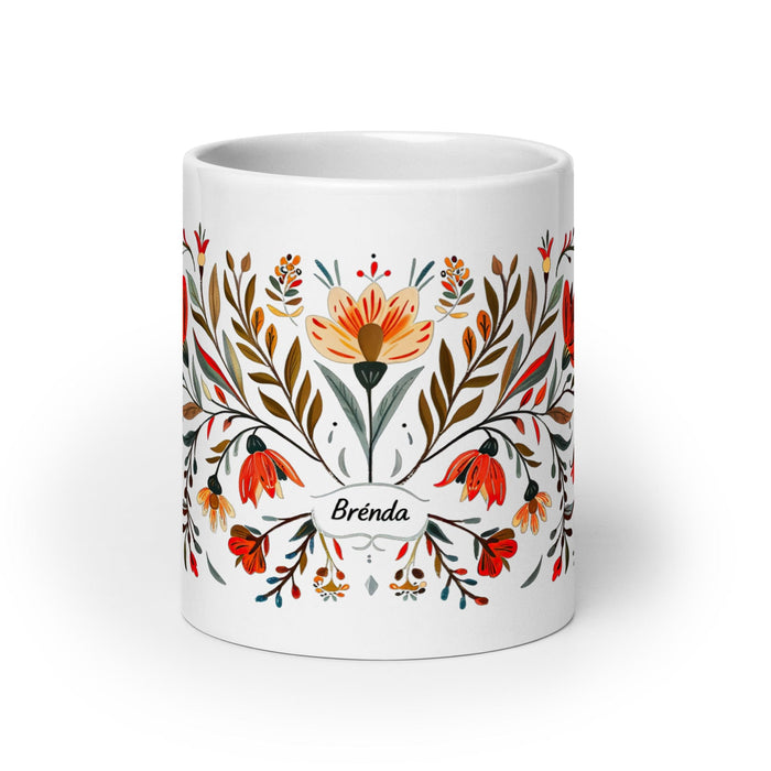 Brenda Exclusive Name Art Piece Home Office Work Coffee Mug Mexican Spanish Pride Gift Cup One-Of-A-Kind Calligraphy White Glossy | BMug29 Mexicada