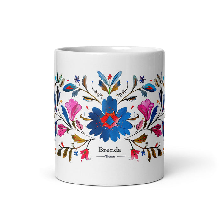 Brenda Exclusive Name Art Piece Home Office Work Coffee Mug Mexican Spanish Pride Gift Cup One-Of-A-Kind Calligraphy White Glossy Mug | B1 Mexicada