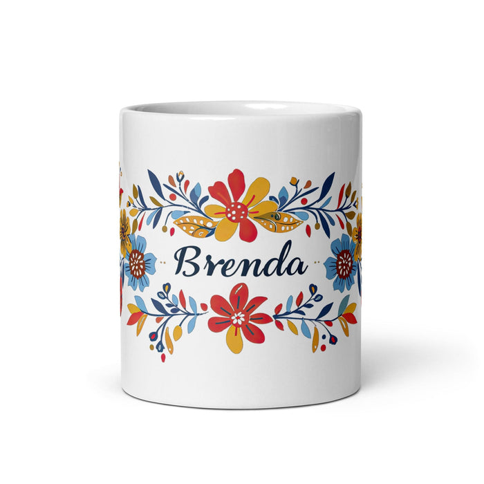 Brenda Exclusive Name Art Piece Home Office Work Coffee Mug Mexican Spanish Pride Gift Cup One-Of-A-Kind Calligraphy White Glossy Mug | B10 Mexicada