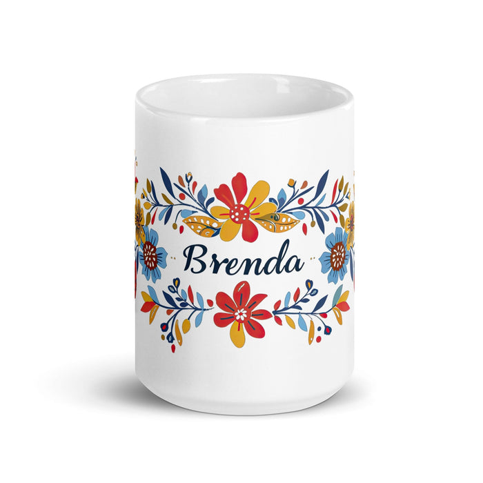 Brenda Exclusive Name Art Piece Home Office Work Coffee Mug Mexican Spanish Pride Gift Cup One-Of-A-Kind Calligraphy White Glossy Mug | B10 Mexicada