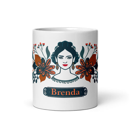 Brenda Exclusive Name Art Piece Home Office Work Coffee Mug Mexican Spanish Pride Gift Cup One-Of-A-Kind Calligraphy White Glossy Mug | B11 Mexicada