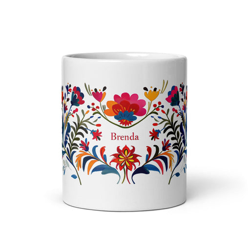 Brenda Exclusive Name Art Piece Home Office Work Coffee Mug Mexican Spanish Pride Gift Cup One-Of-A-Kind Calligraphy White Glossy Mug | B12 Mexicada