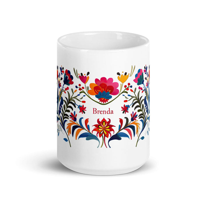 Brenda Exclusive Name Art Piece Home Office Work Coffee Mug Mexican Spanish Pride Gift Cup One-Of-A-Kind Calligraphy White Glossy Mug | B12 Mexicada