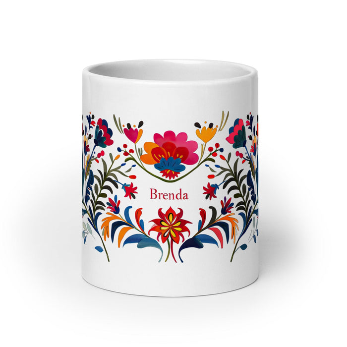 Brenda Exclusive Name Art Piece Home Office Work Coffee Mug Mexican Spanish Pride Gift Cup One-Of-A-Kind Calligraphy White Glossy Mug | B12 Mexicada