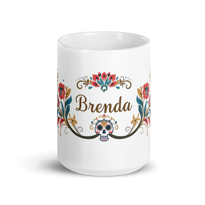 Brenda Exclusive Name Art Piece Home Office Work Coffee Mug Mexican Spanish Pride Gift Cup One-Of-A-Kind Calligraphy White Glossy Mug | B13 Mexicada