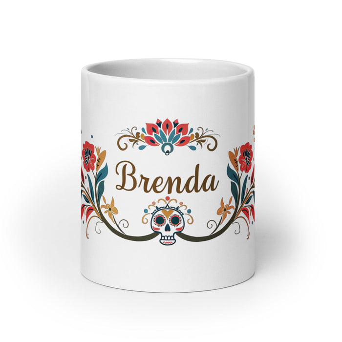 Brenda Exclusive Name Art Piece Home Office Work Coffee Mug Mexican Spanish Pride Gift Cup One-Of-A-Kind Calligraphy White Glossy Mug | B13 Mexicada