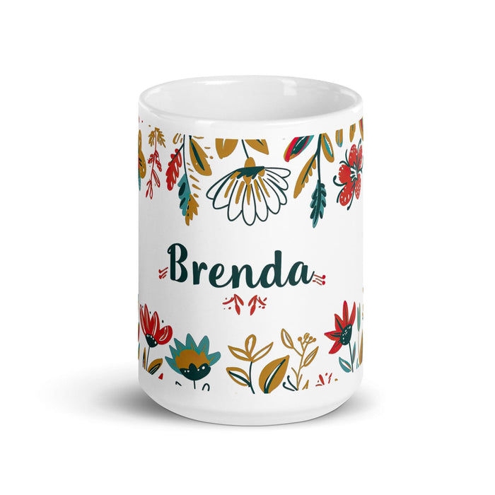 Brenda Exclusive Name Art Piece Home Office Work Coffee Mug Mexican Spanish Pride Gift Cup One-Of-A-Kind Calligraphy White Glossy Mug | B14 Mexicada