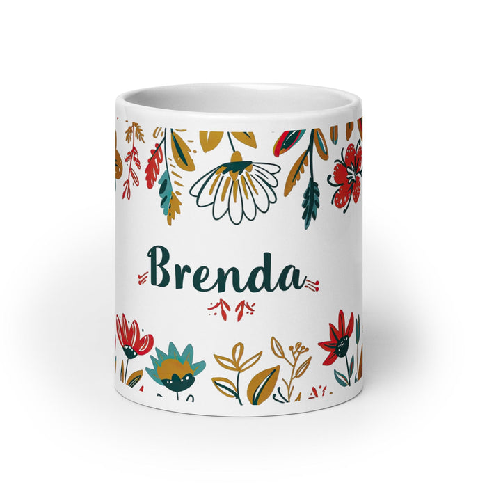 Brenda Exclusive Name Art Piece Home Office Work Coffee Mug Mexican Spanish Pride Gift Cup One-Of-A-Kind Calligraphy White Glossy Mug | B14 Mexicada