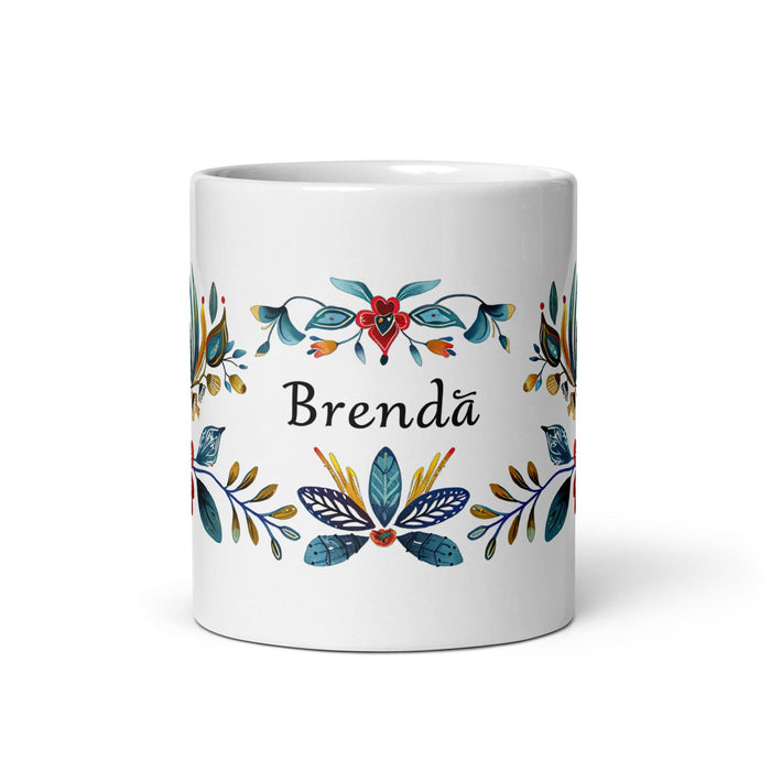 Brenda Exclusive Name Art Piece Home Office Work Coffee Mug Mexican Spanish Pride Gift Cup One-Of-A-Kind Calligraphy White Glossy Mug | B15 Mexicada