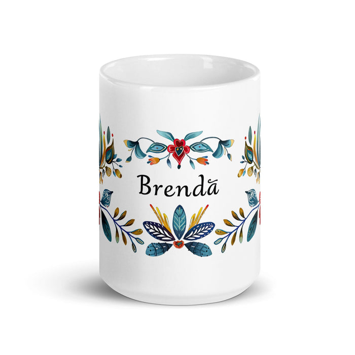 Brenda Exclusive Name Art Piece Home Office Work Coffee Mug Mexican Spanish Pride Gift Cup One-Of-A-Kind Calligraphy White Glossy Mug | B15 Mexicada