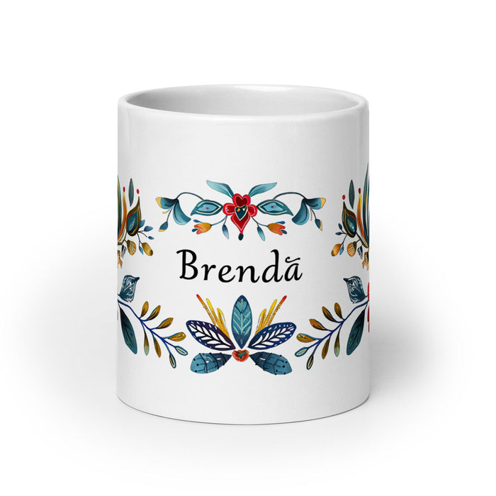 Brenda Exclusive Name Art Piece Home Office Work Coffee Mug Mexican Spanish Pride Gift Cup One-Of-A-Kind Calligraphy White Glossy Mug | B15 Mexicada