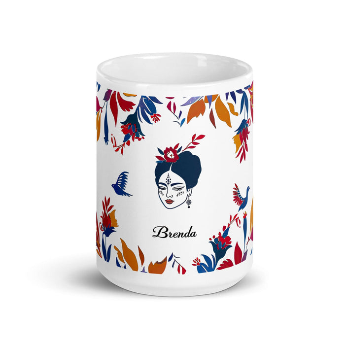 Brenda Exclusive Name Art Piece Home Office Work Coffee Mug Mexican Spanish Pride Gift Cup One-Of-A-Kind Calligraphy White Glossy Mug | B16 Mexicada