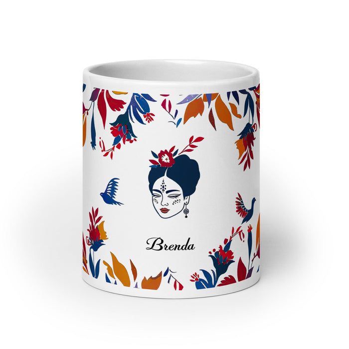 Brenda Exclusive Name Art Piece Home Office Work Coffee Mug Mexican Spanish Pride Gift Cup One-Of-A-Kind Calligraphy White Glossy Mug | B16 Mexicada