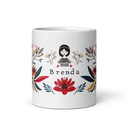 Brenda Exclusive Name Art Piece Home Office Work Coffee Mug Mexican Spanish Pride Gift Cup One-Of-A-Kind Calligraphy White Glossy Mug | B17 Mexicada