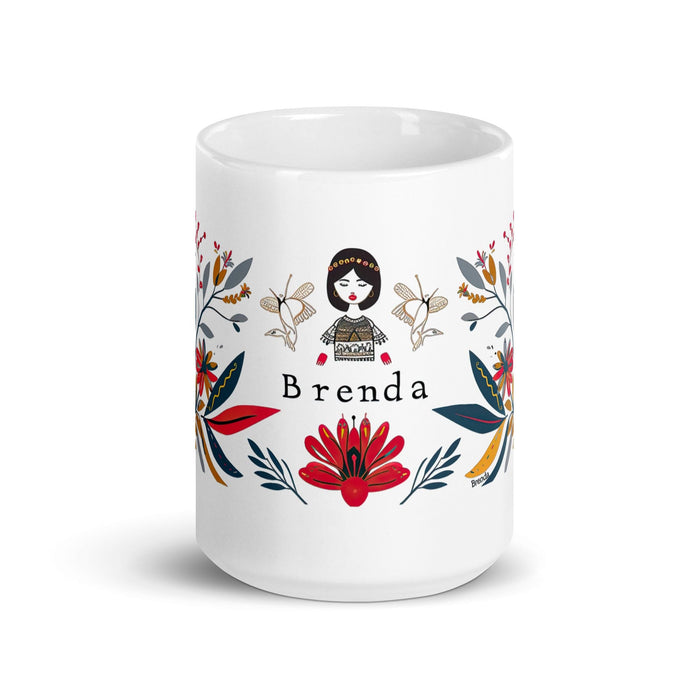 Brenda Exclusive Name Art Piece Home Office Work Coffee Mug Mexican Spanish Pride Gift Cup One-Of-A-Kind Calligraphy White Glossy Mug | B17 Mexicada