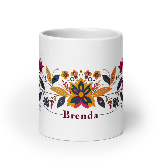 Brenda Exclusive Name Art Piece Home Office Work Coffee Mug Mexican Spanish Pride Gift Cup One-Of-A-Kind Calligraphy White Glossy Mug | B18 Mexicada