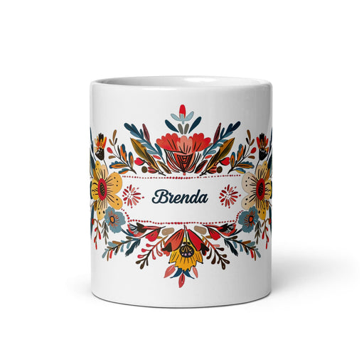 Brenda Exclusive Name Art Piece Home Office Work Coffee Mug Mexican Spanish Pride Gift Cup One-Of-A-Kind Calligraphy White Glossy Mug | B19 Mexicada