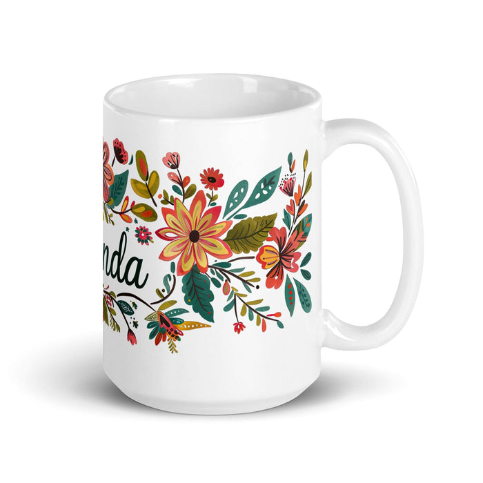 Brenda Exclusive Name Art Piece Home Office Work Coffee Mug Mexican Spanish Pride Gift Cup One-Of-A-Kind Calligraphy White Glossy Mug | B2 Mexicada 15 oz