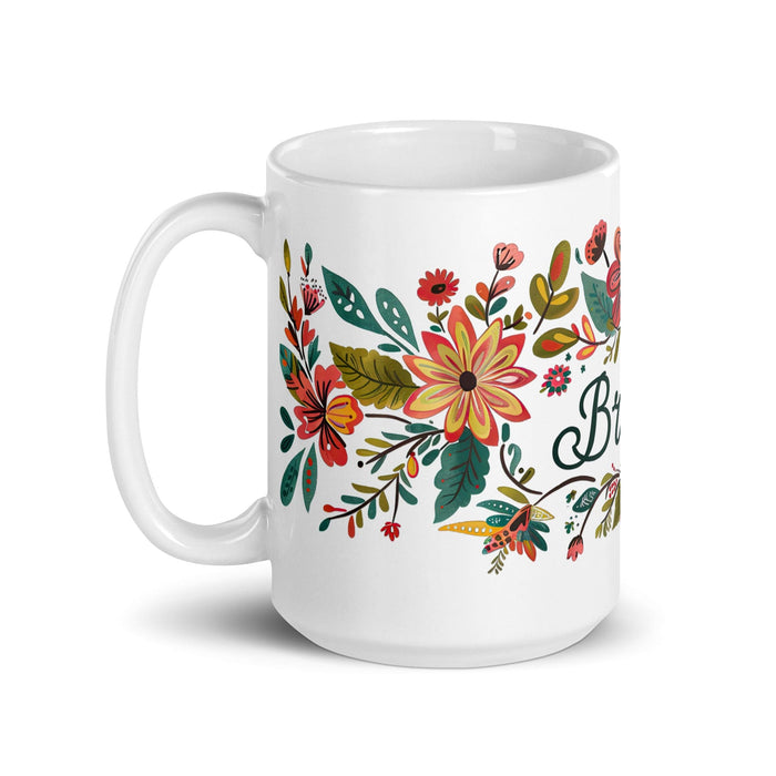 Brenda Exclusive Name Art Piece Home Office Work Coffee Mug Mexican Spanish Pride Gift Cup One-Of-A-Kind Calligraphy White Glossy Mug | B2 Mexicada