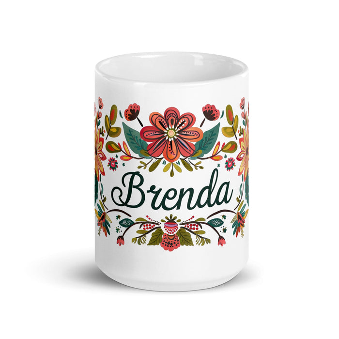 Brenda Exclusive Name Art Piece Home Office Work Coffee Mug Mexican Spanish Pride Gift Cup One-Of-A-Kind Calligraphy White Glossy Mug | B2 Mexicada