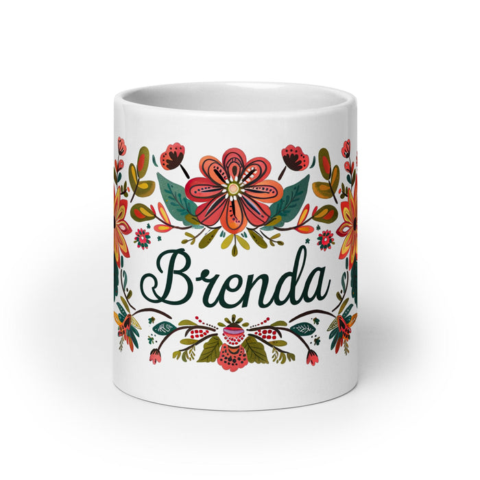 Brenda Exclusive Name Art Piece Home Office Work Coffee Mug Mexican Spanish Pride Gift Cup One-Of-A-Kind Calligraphy White Glossy Mug | B2 Mexicada