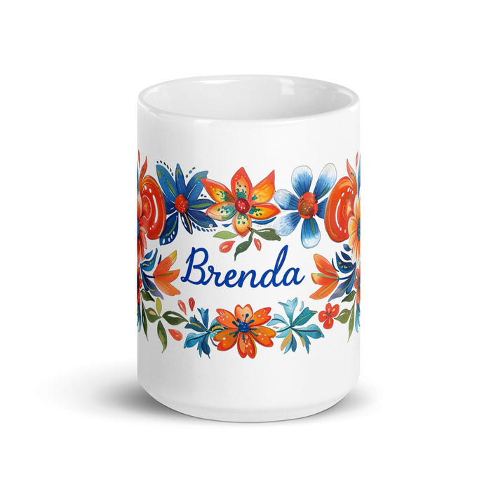 Brenda Exclusive Name Art Piece Home Office Work Coffee Mug Mexican Spanish Pride Gift Cup One-Of-A-Kind Calligraphy White Glossy Mug | B20 Mexicada