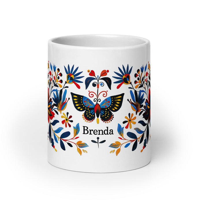 Brenda Exclusive Name Art Piece Home Office Work Coffee Mug Mexican Spanish Pride Gift Cup One-Of-A-Kind Calligraphy White Glossy Mug | B21 Mexicada