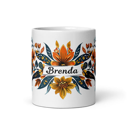 Brenda Exclusive Name Art Piece Home Office Work Coffee Mug Mexican Spanish Pride Gift Cup One-Of-A-Kind Calligraphy White Glossy Mug | B22 Mexicada