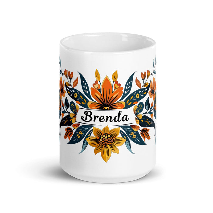 Brenda Exclusive Name Art Piece Home Office Work Coffee Mug Mexican Spanish Pride Gift Cup One-Of-A-Kind Calligraphy White Glossy Mug | B22 Mexicada