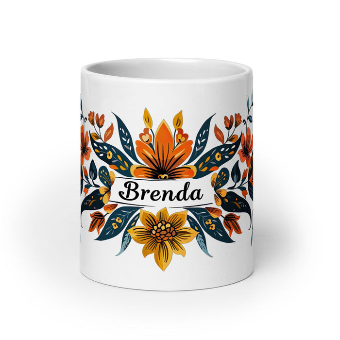 Brenda Exclusive Name Art Piece Home Office Work Coffee Mug Mexican Spanish Pride Gift Cup One-Of-A-Kind Calligraphy White Glossy Mug | B22 Mexicada