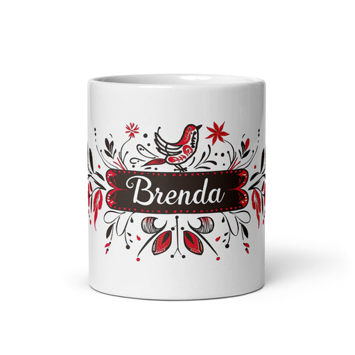 Brenda Exclusive Name Art Piece Home Office Work Coffee Mug Mexican Spanish Pride Gift Cup One-Of-A-Kind Calligraphy White Glossy Mug | B23 Mexicada