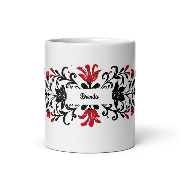 Brenda Exclusive Name Art Piece Home Office Work Coffee Mug Mexican Spanish Pride Gift Cup One-Of-A-Kind Calligraphy White Glossy Mug | B24 Mexicada