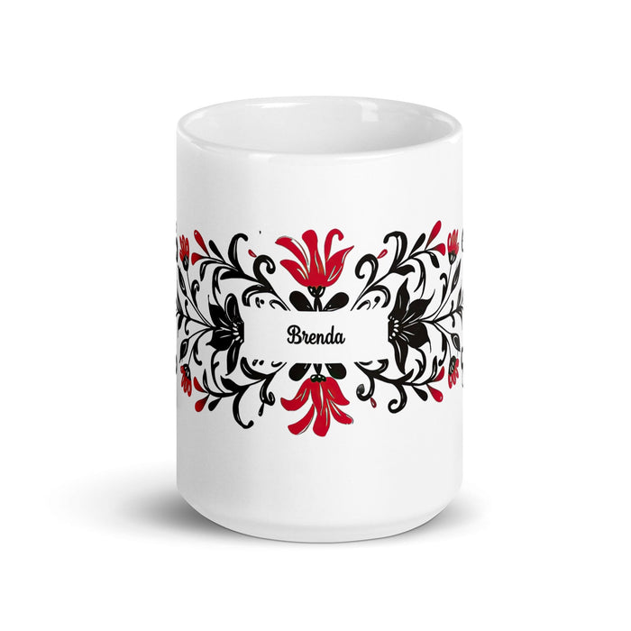 Brenda Exclusive Name Art Piece Home Office Work Coffee Mug Mexican Spanish Pride Gift Cup One-Of-A-Kind Calligraphy White Glossy Mug | B24 Mexicada