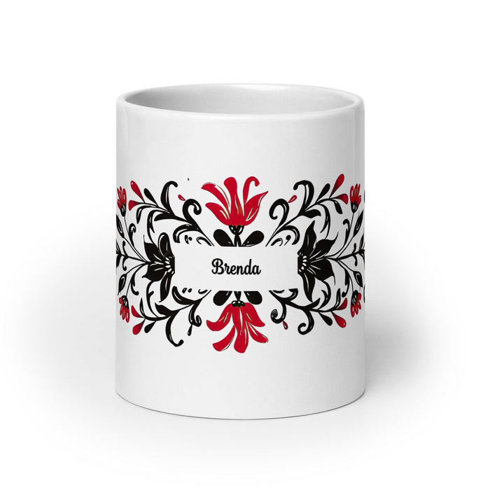 Brenda Exclusive Name Art Piece Home Office Work Coffee Mug Mexican Spanish Pride Gift Cup One-Of-A-Kind Calligraphy White Glossy Mug | B24 Mexicada