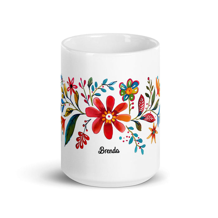 Brenda Exclusive Name Art Piece Home Office Work Coffee Mug Mexican Spanish Pride Gift Cup One-Of-A-Kind Calligraphy White Glossy Mug | B25 Mexicada