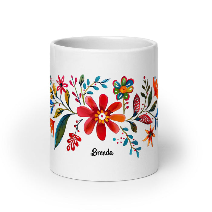 Brenda Exclusive Name Art Piece Home Office Work Coffee Mug Mexican Spanish Pride Gift Cup One-Of-A-Kind Calligraphy White Glossy Mug | B25 Mexicada