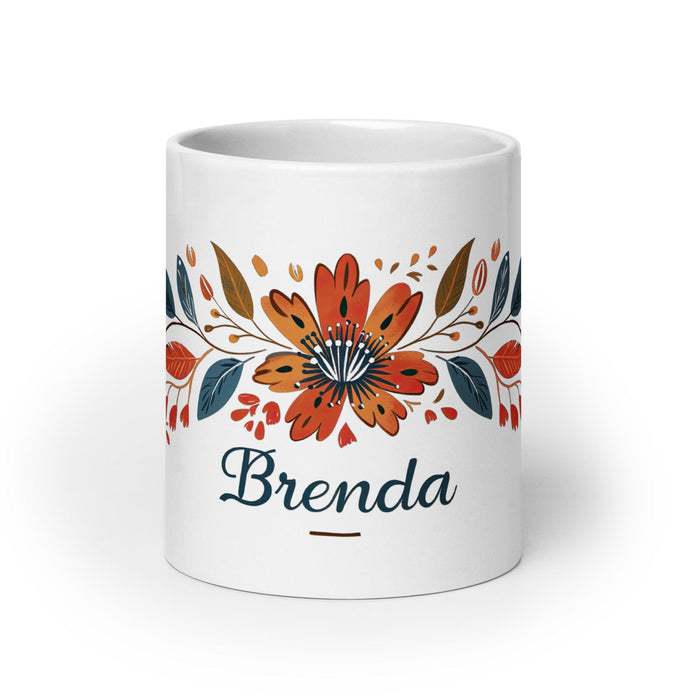 Brenda Exclusive Name Art Piece Home Office Work Coffee Mug Mexican Spanish Pride Gift Cup One-Of-A-Kind Calligraphy White Glossy Mug | B26 Mexicada