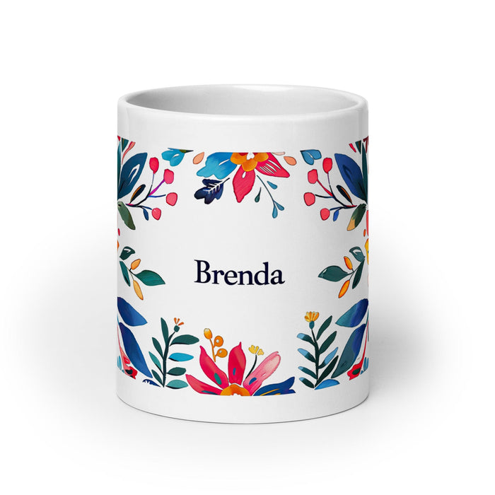 Brenda Exclusive Name Art Piece Home Office Work Coffee Mug Mexican Spanish Pride Gift Cup One-Of-A-Kind Calligraphy White Glossy Mug | B27 Mexicada