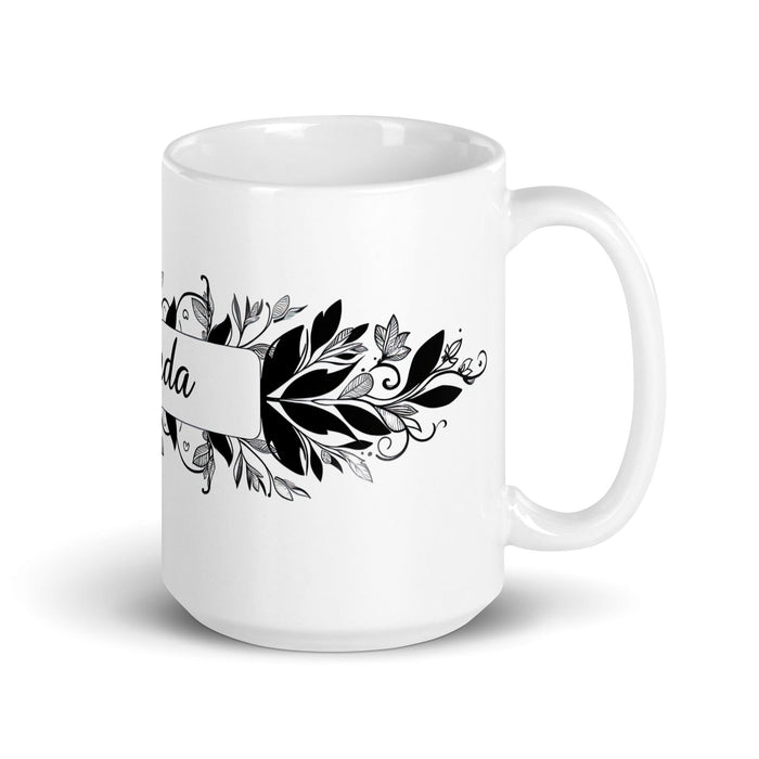 Brenda Exclusive Name Art Piece Home Office Work Coffee Mug Mexican Spanish Pride Gift Cup One-Of-A-Kind Calligraphy White Glossy Mug | B3 Mexicada 15 oz