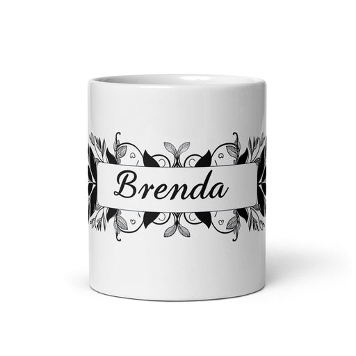 Brenda Exclusive Name Art Piece Home Office Work Coffee Mug Mexican Spanish Pride Gift Cup One-Of-A-Kind Calligraphy White Glossy Mug | B3 Mexicada