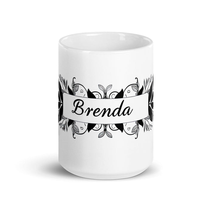 Brenda Exclusive Name Art Piece Home Office Work Coffee Mug Mexican Spanish Pride Gift Cup One-Of-A-Kind Calligraphy White Glossy Mug | B3 Mexicada