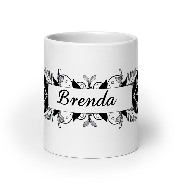 Brenda Exclusive Name Art Piece Home Office Work Coffee Mug Mexican Spanish Pride Gift Cup One-Of-A-Kind Calligraphy White Glossy Mug | B3 Mexicada