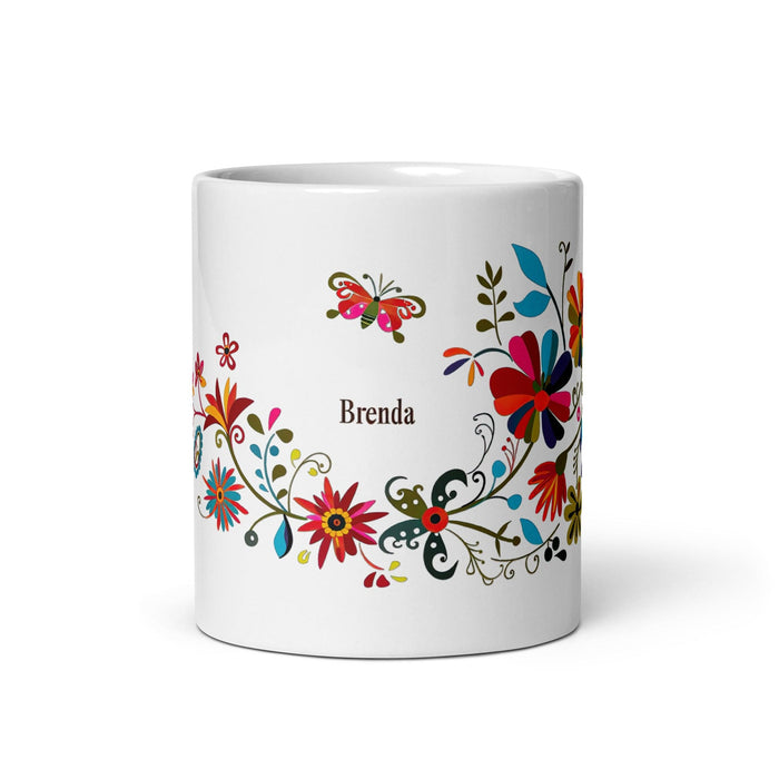 Brenda Exclusive Name Art Piece Home Office Work Coffee Mug Mexican Spanish Pride Gift Cup One-Of-A-Kind Calligraphy White Glossy Mug | B4 Mexicada