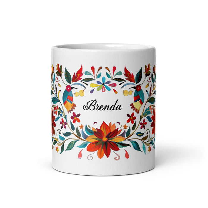 Brenda Exclusive Name Art Piece Home Office Work Coffee Mug Mexican Spanish Pride Gift Cup One-Of-A-Kind Calligraphy White Glossy Mug | B5 Mexicada