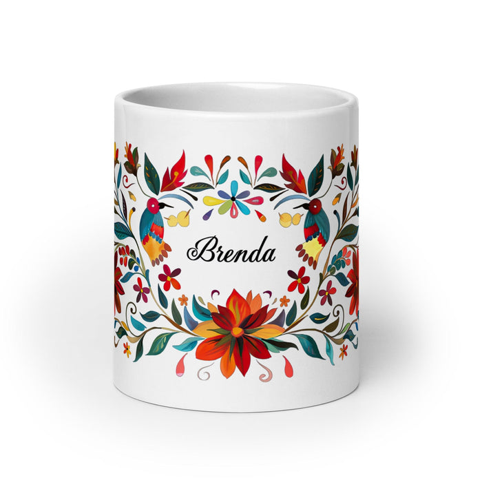 Brenda Exclusive Name Art Piece Home Office Work Coffee Mug Mexican Spanish Pride Gift Cup One-Of-A-Kind Calligraphy White Glossy Mug | B5 Mexicada