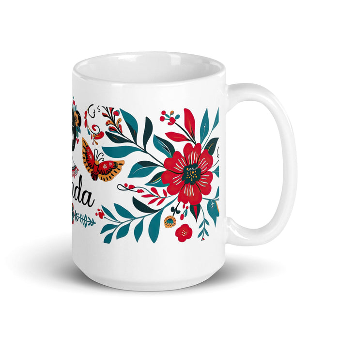 Brenda Exclusive Name Art Piece Home Office Work Coffee Mug Mexican Spanish Pride Gift Cup One-Of-A-Kind Calligraphy White Glossy Mug | B6 Mexicada 15 oz