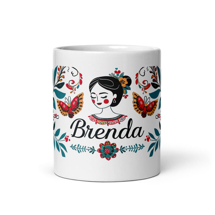 Brenda Exclusive Name Art Piece Home Office Work Coffee Mug Mexican Spanish Pride Gift Cup One-Of-A-Kind Calligraphy White Glossy Mug | B6 Mexicada