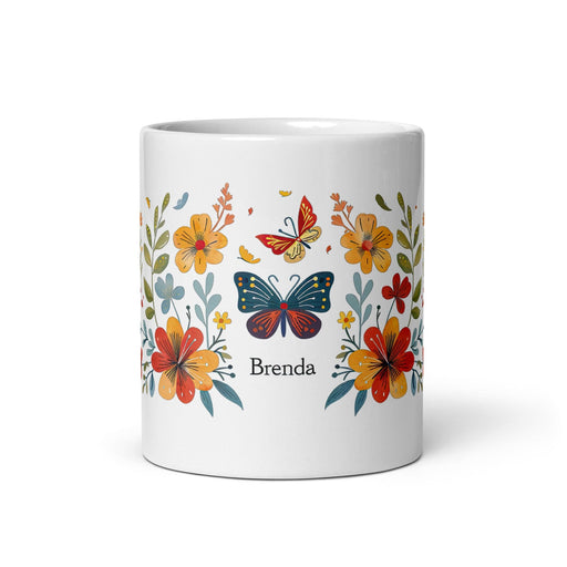 Brenda Exclusive Name Art Piece Home Office Work Coffee Mug Mexican Spanish Pride Gift Cup One-Of-A-Kind Calligraphy White Glossy Mug | B8 Mexicada