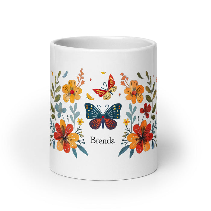 Brenda Exclusive Name Art Piece Home Office Work Coffee Mug Mexican Spanish Pride Gift Cup One-Of-A-Kind Calligraphy White Glossy Mug | B8 Mexicada